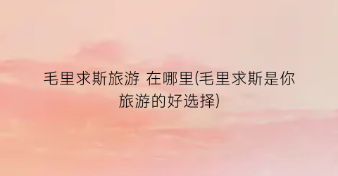 毛里求斯旅游 在哪里(毛里求斯是你旅游的好选择)